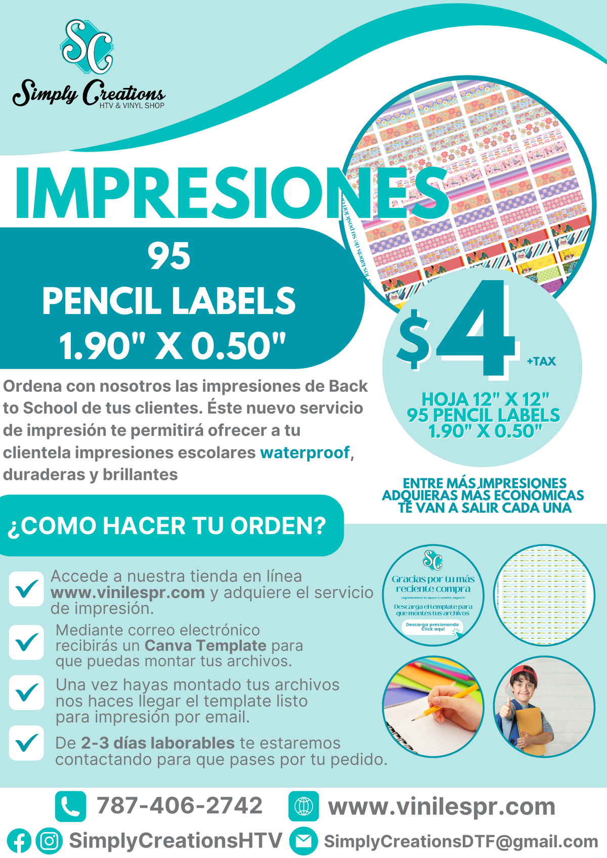 Impresión de 95 Pencil Labels 1.90" x 0.50"