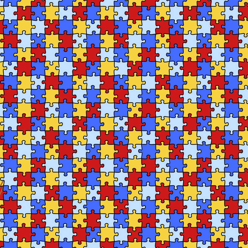 Autism Puzzle Black Lines  / Pie Cuadrado (12"x12")