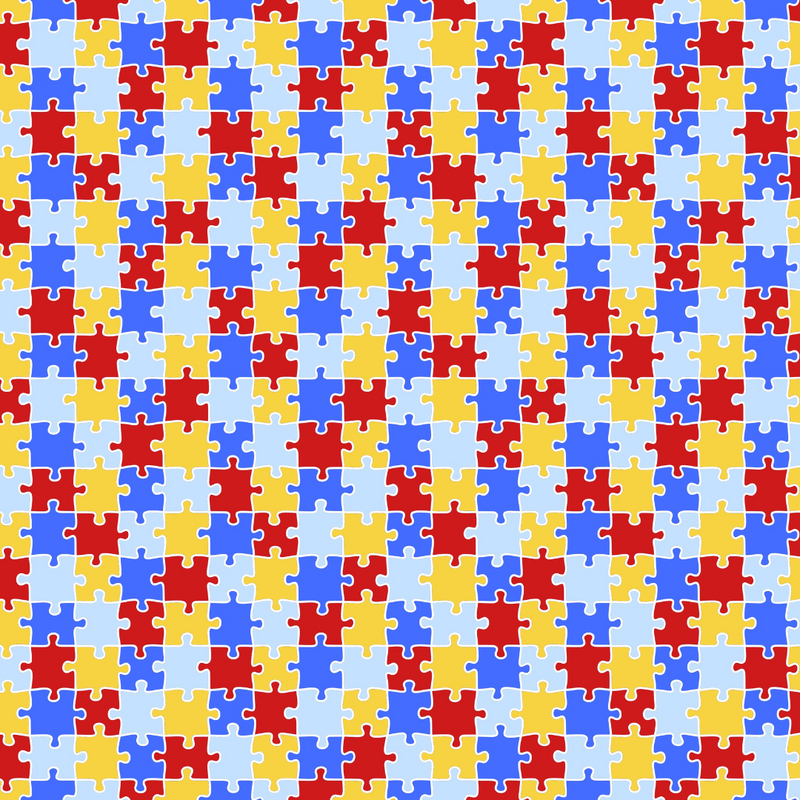 Autism Puzzle White Lines / Pie Cuadrado (12"x12")